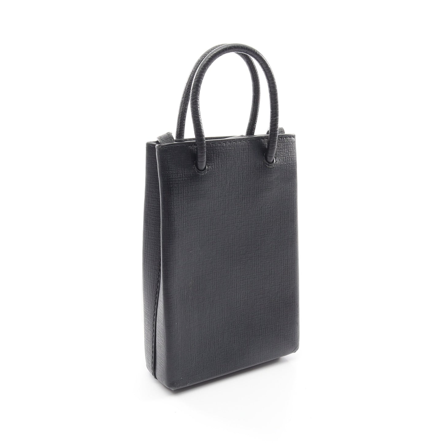 SHOPPING PHONE HOLDER ショッピング フォンフォルダー 2WAY ショルダーバッグ レザー ブラック バレンシアガ