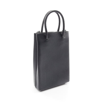 SHOPPING PHONE HOLDER ショッピング フォンフォルダー 2WAY ショルダーバッグ レザー ブラック バレンシアガ