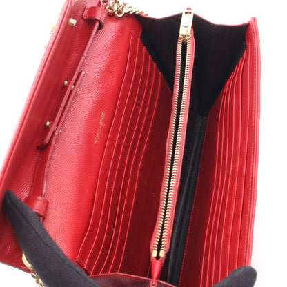カサンドラ クラシック チェーンウォレット レザー レッド サンローランパリ バッグ SAINT LAURENT PARIS