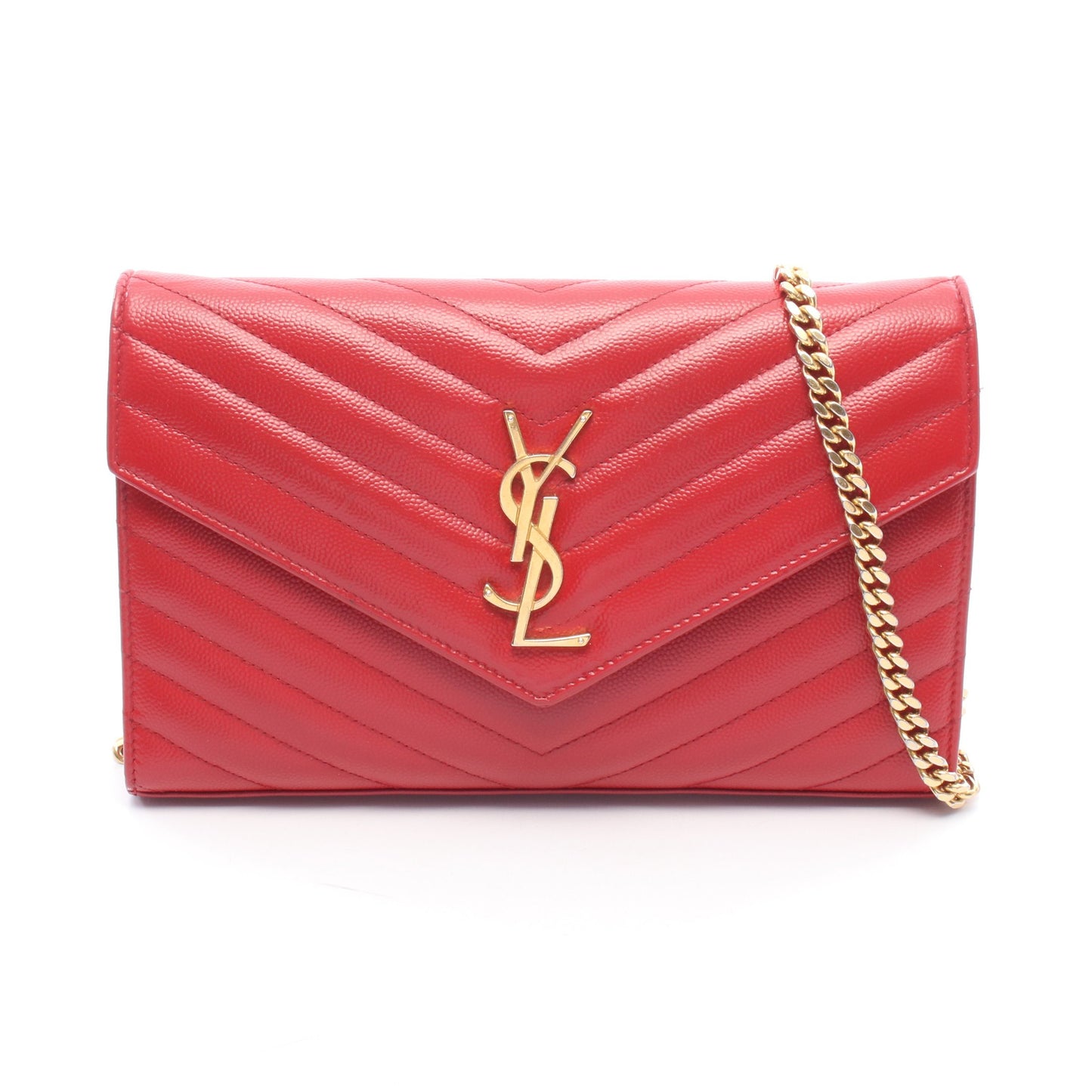 カサンドラ クラシック チェーンウォレット レザー レッド サンローランパリ バッグ SAINT LAURENT PARIS