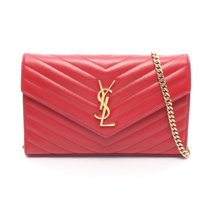カサンドラ クラシック チェーンウォレット レザー レッド サンローランパリ バッグ SAINT LAURENT PARIS
