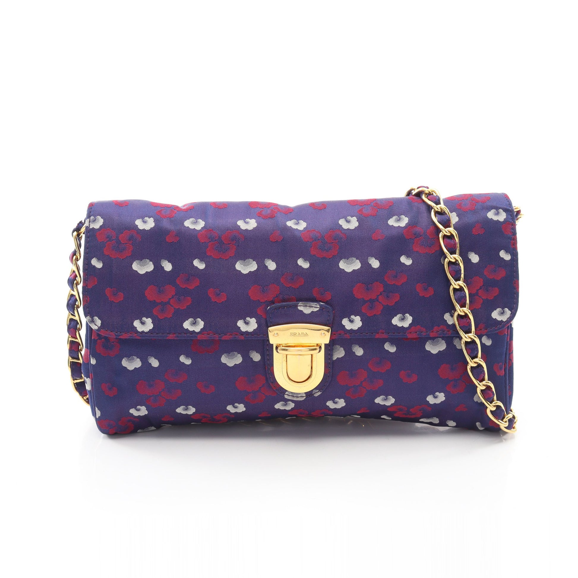 チェーンショルダーバッグ ナイロン ネイビー レッド ホワイト プラダ バッグ PRADA