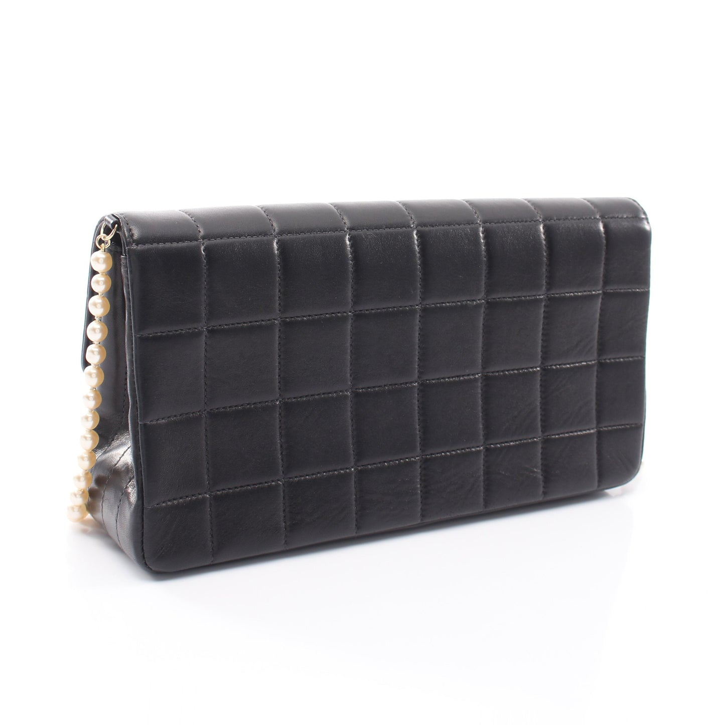 チョコバー パール チェーンショルダー ショルダーバッグ ラムスキン ブラック ゴールド金具 シャネル バッグ CHANEL