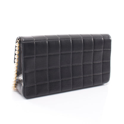 チョコバー パール チェーンショルダー ショルダーバッグ ラムスキン ブラック ゴールド金具 シャネル バッグ CHANEL