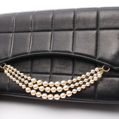 チョコバー パール チェーンショルダー ショルダーバッグ ラムスキン ブラック ゴールド金具 シャネル バッグ CHANEL