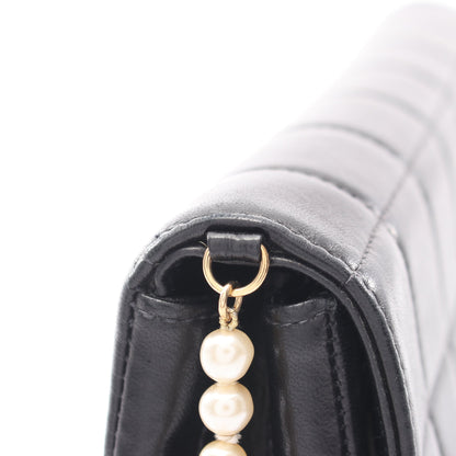 チョコバー パール チェーンショルダー ショルダーバッグ ラムスキン ブラック ゴールド金具 シャネル バッグ CHANEL