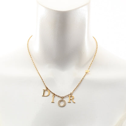 DIORロゴ ネックレス GP ラインストーン ゴールド クリア ディオール