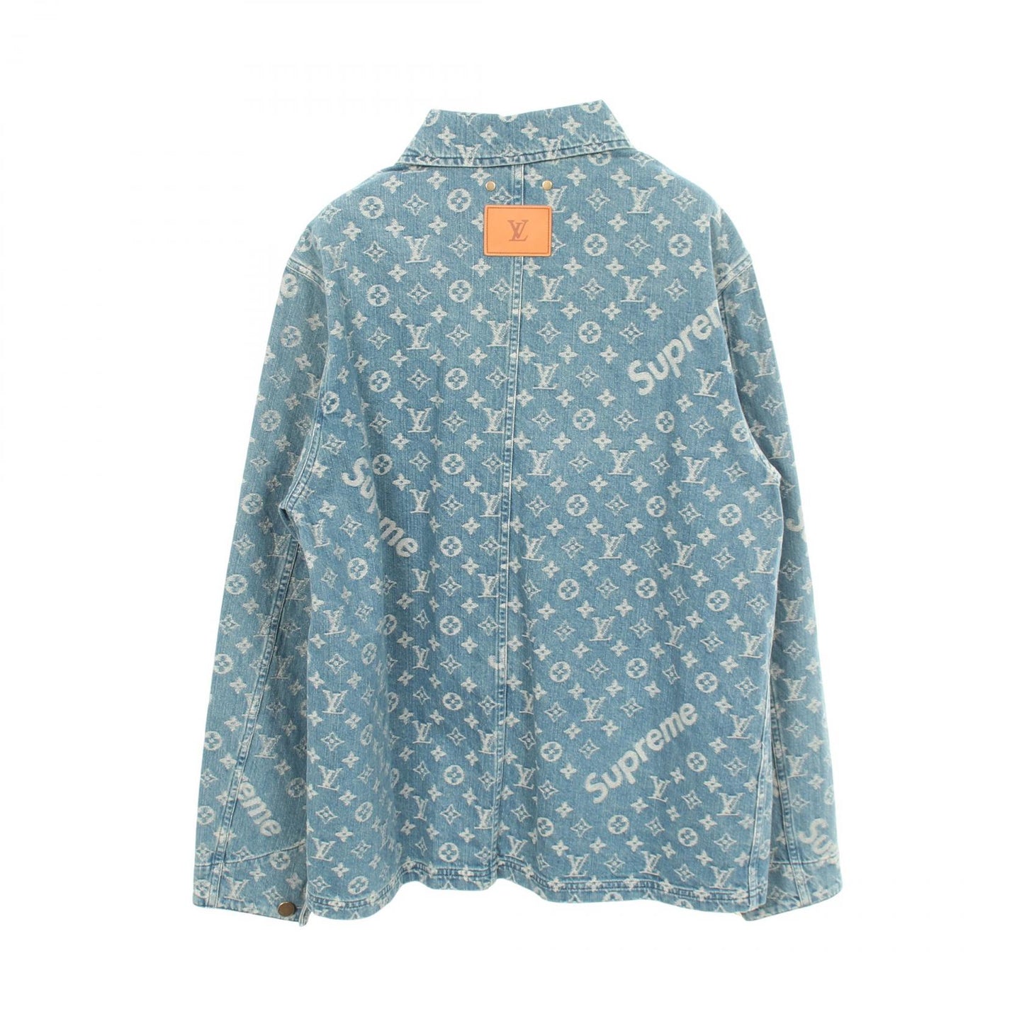 LOUIS VUITTON × Supreme モノグラムジャガード デニムジャケット コットン ライトブルー ルイヴィトン