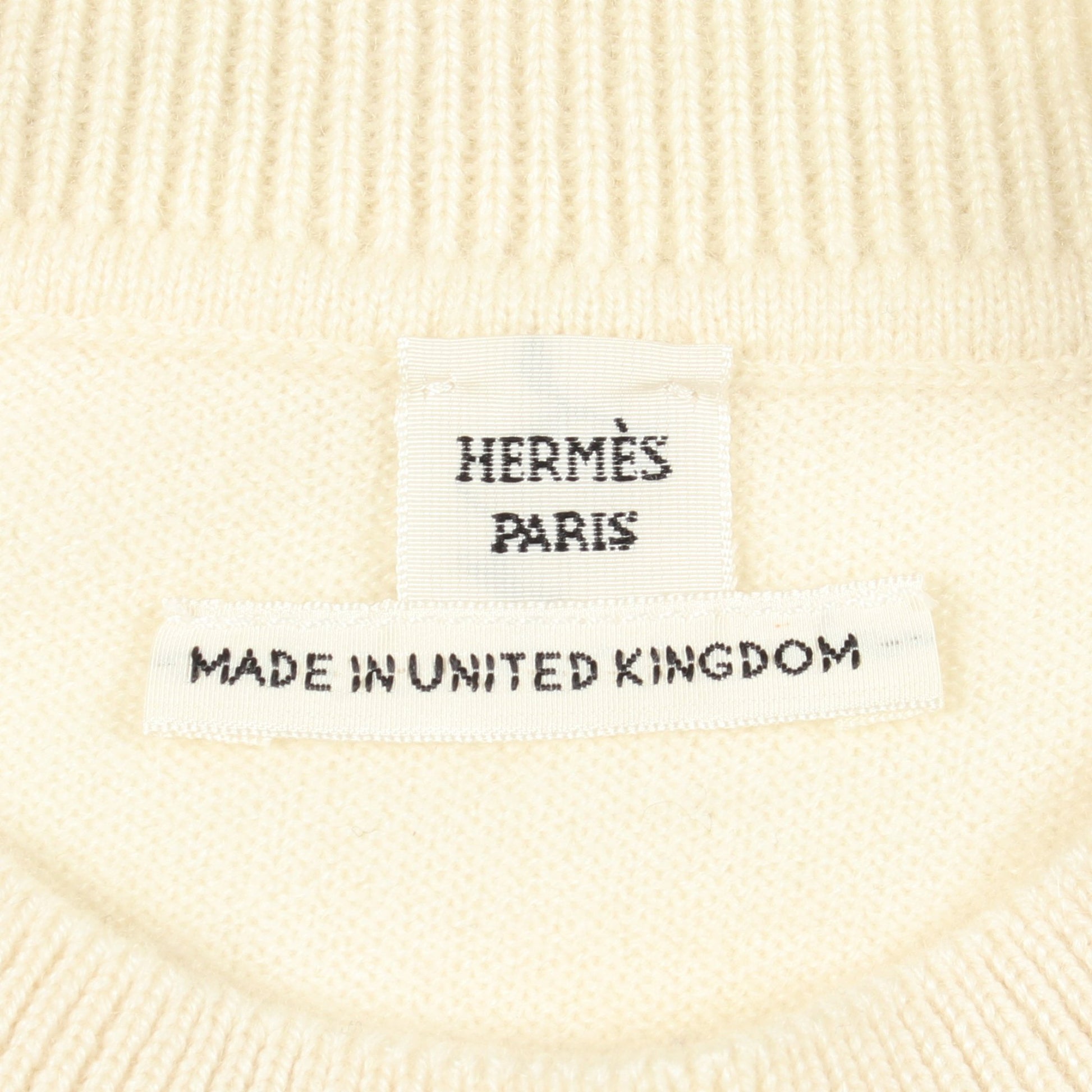 Hリフト クルーネック ニット カシミヤ オフホワイト エルメス トップス HERMES