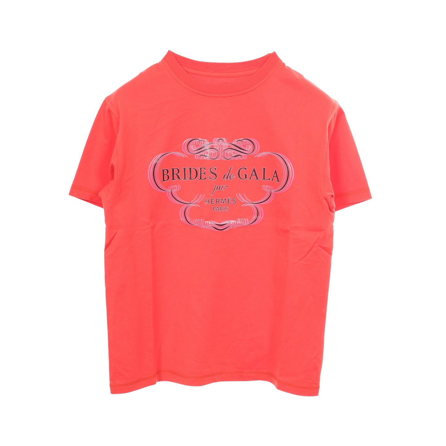 BRIDES de GALA プリント 半袖Tシャツ コットン オレンジレッド エルメス