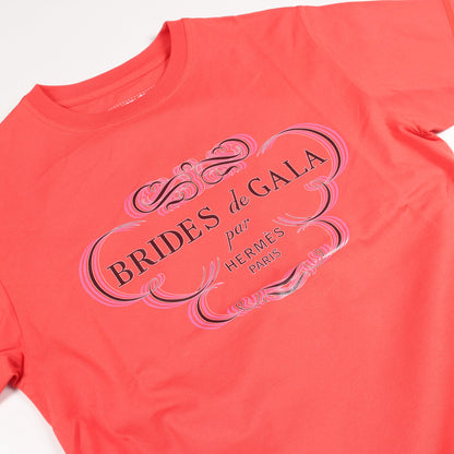 BRIDES de GALA プリント 半袖Tシャツ コットン オレンジレッド エルメス