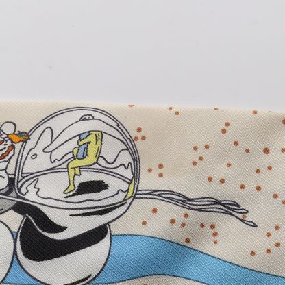 ツイリー SPACE DERBY リボン スカーフ シルク アイボリー ホワイト マルチカラー エルメス