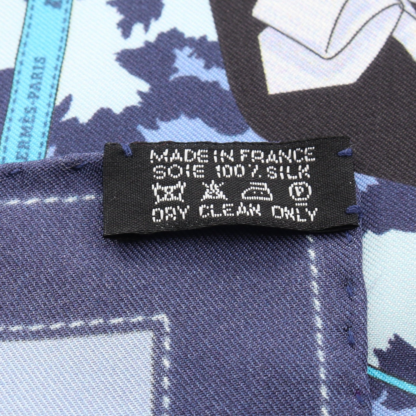 カレ45 MONSIEUR ET MADAME スカーフ シルク ブルーグレー マルチカラー エルメス