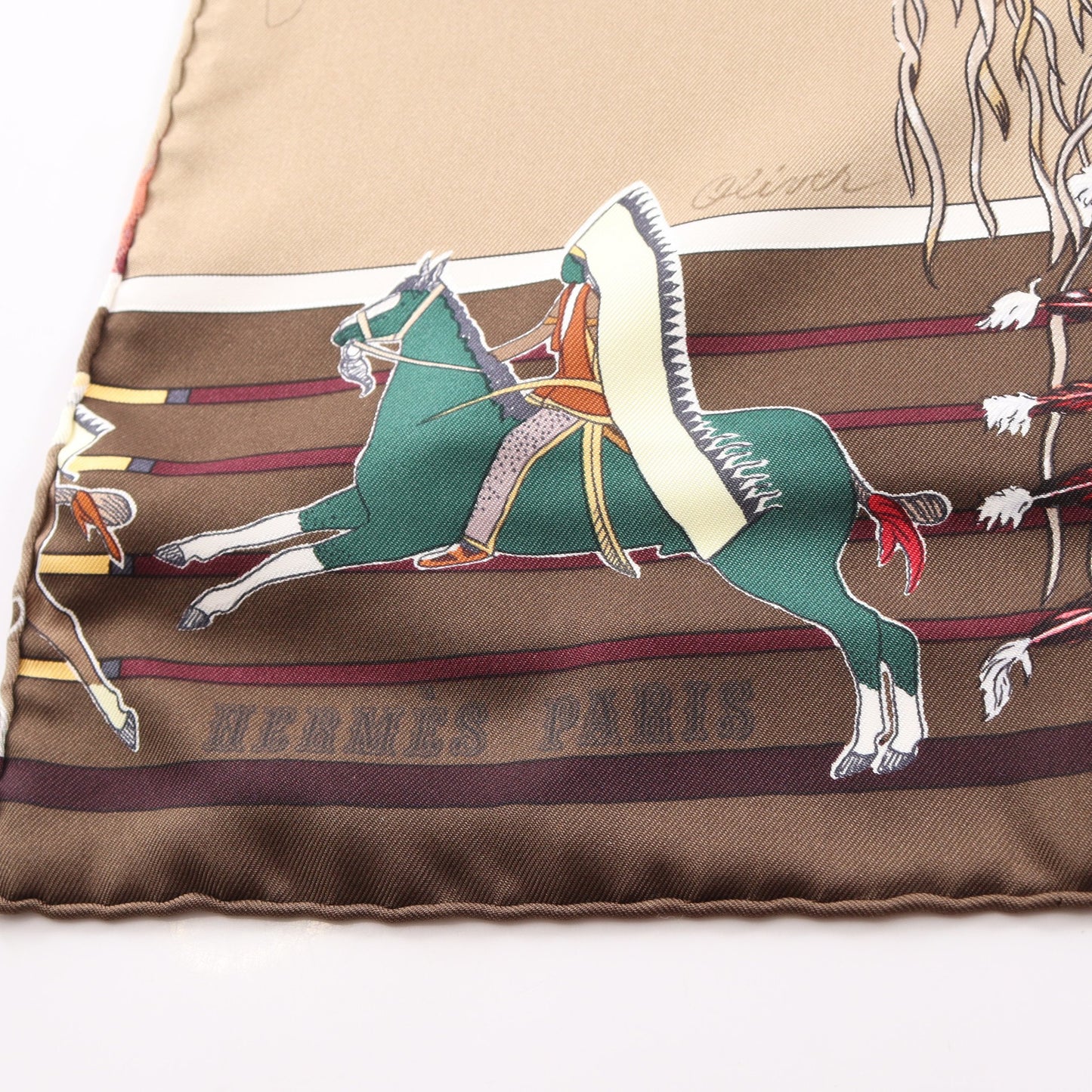 ロング スカーフ ストール シルク ブラウン マルチカラー エルメス 財布・小物 HERMES