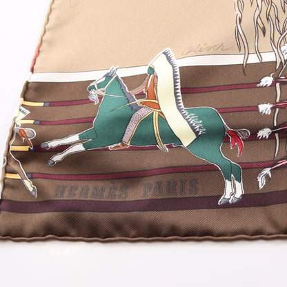 ロング スカーフ ストール シルク ブラウン マルチカラー エルメス 財布・小物 HERMES