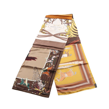 ロング スカーフ ストール シルク ブラウン マルチカラー エルメス 財布・小物 HERMES