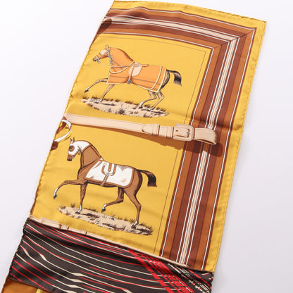 ロング スカーフ ストール シルク ブラウン マルチカラー エルメス 財布・小物 HERMES