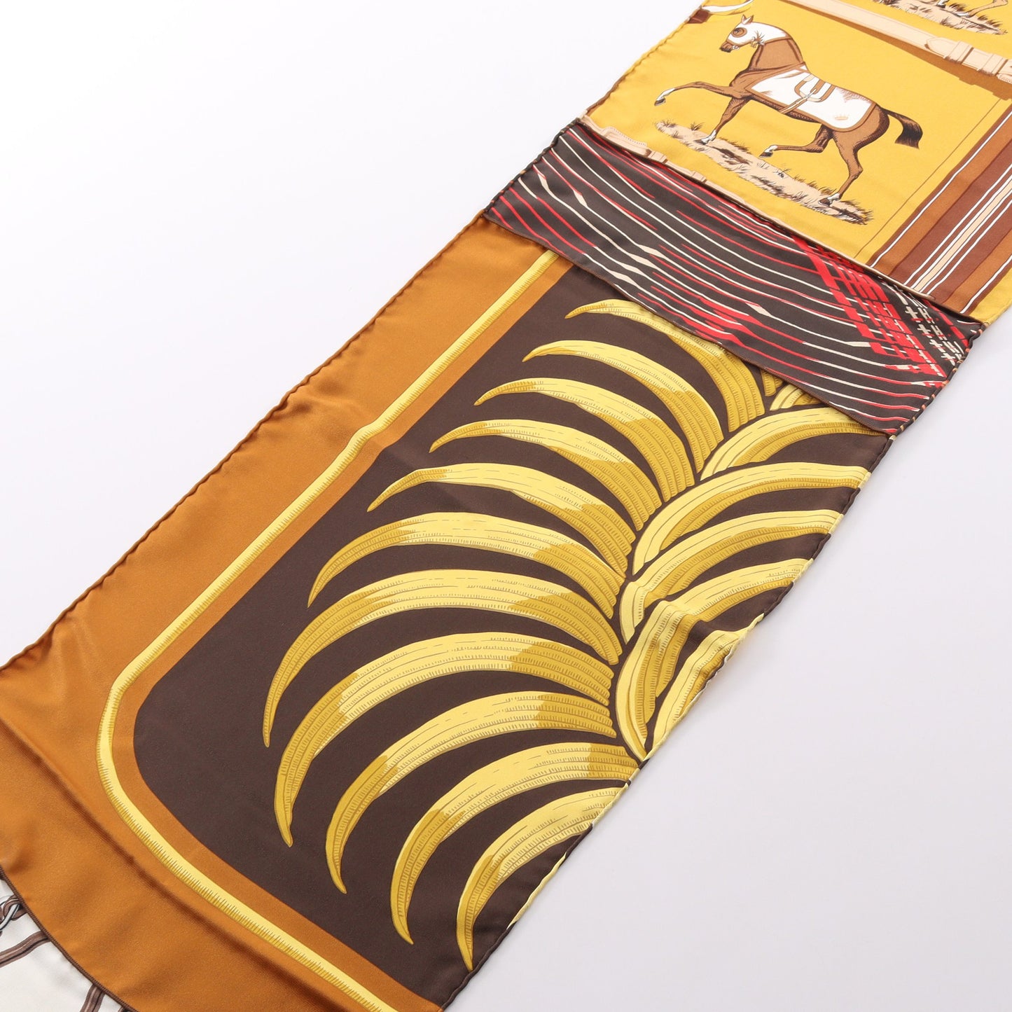 ロング スカーフ ストール シルク ブラウン マルチカラー エルメス 財布・小物 HERMES