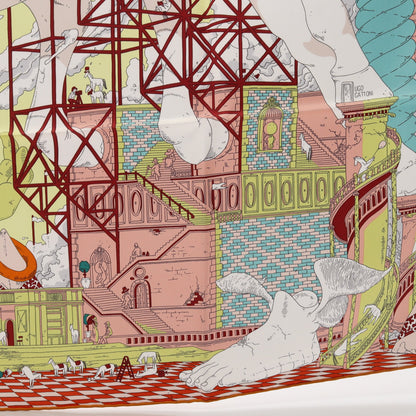 カレ90 HIPPOPOLIS スカーフ シルク ライトイエロー マルチカラー エルメス