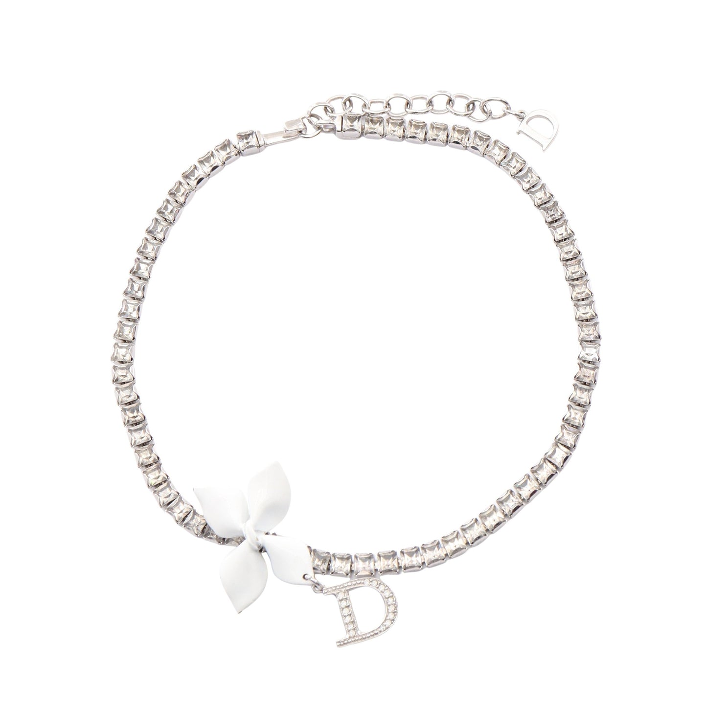 ロゴ チョーカー ラインストーン シルバー クリア ホワイト クリスチャンディオール アクセサリー Christian Dior