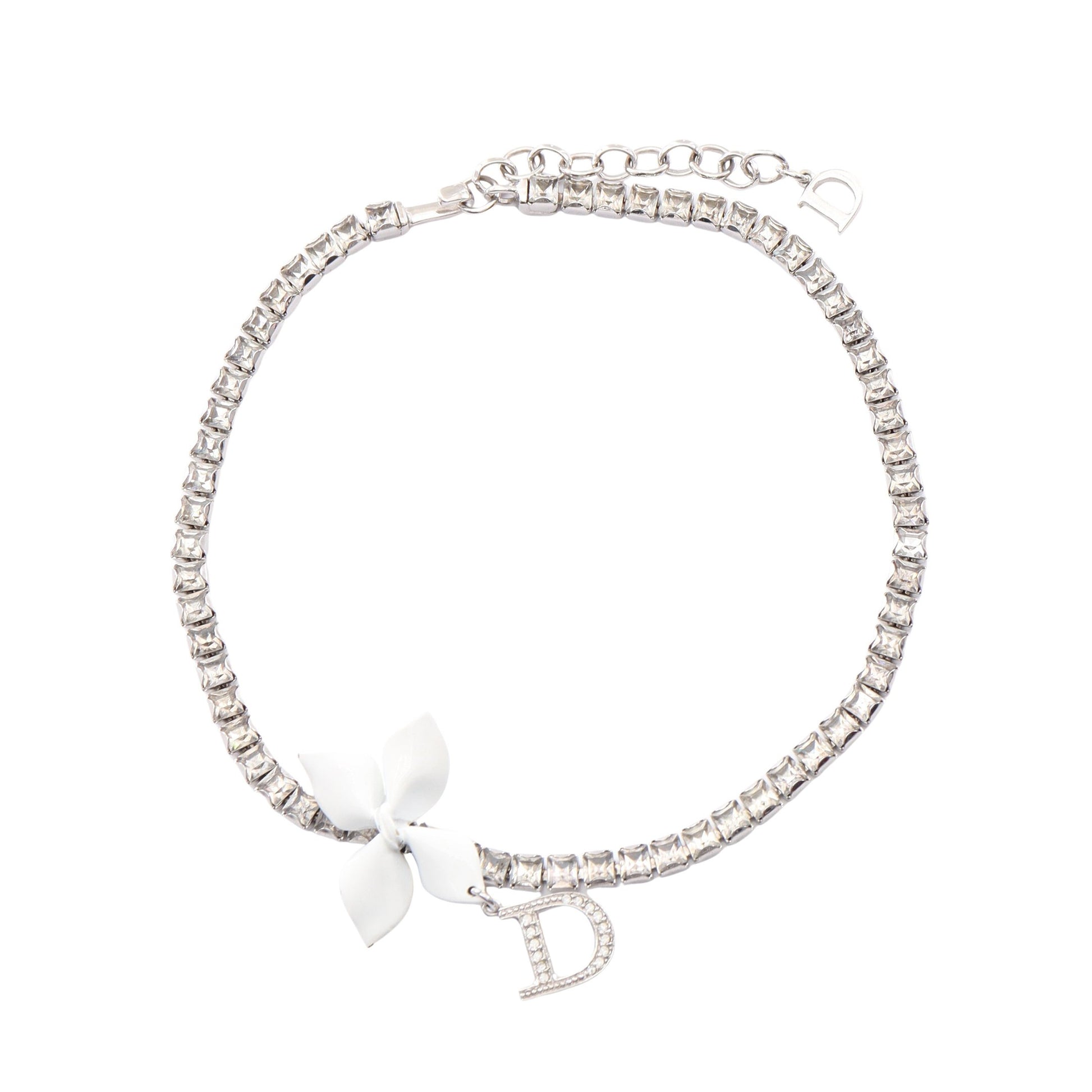 ロゴ チョーカー ラインストーン シルバー クリア ホワイト クリスチャンディオール アクセサリー Christian Dior