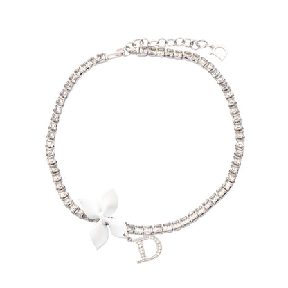 ロゴ チョーカー ラインストーン シルバー クリア ホワイト クリスチャンディオール アクセサリー Christian Dior