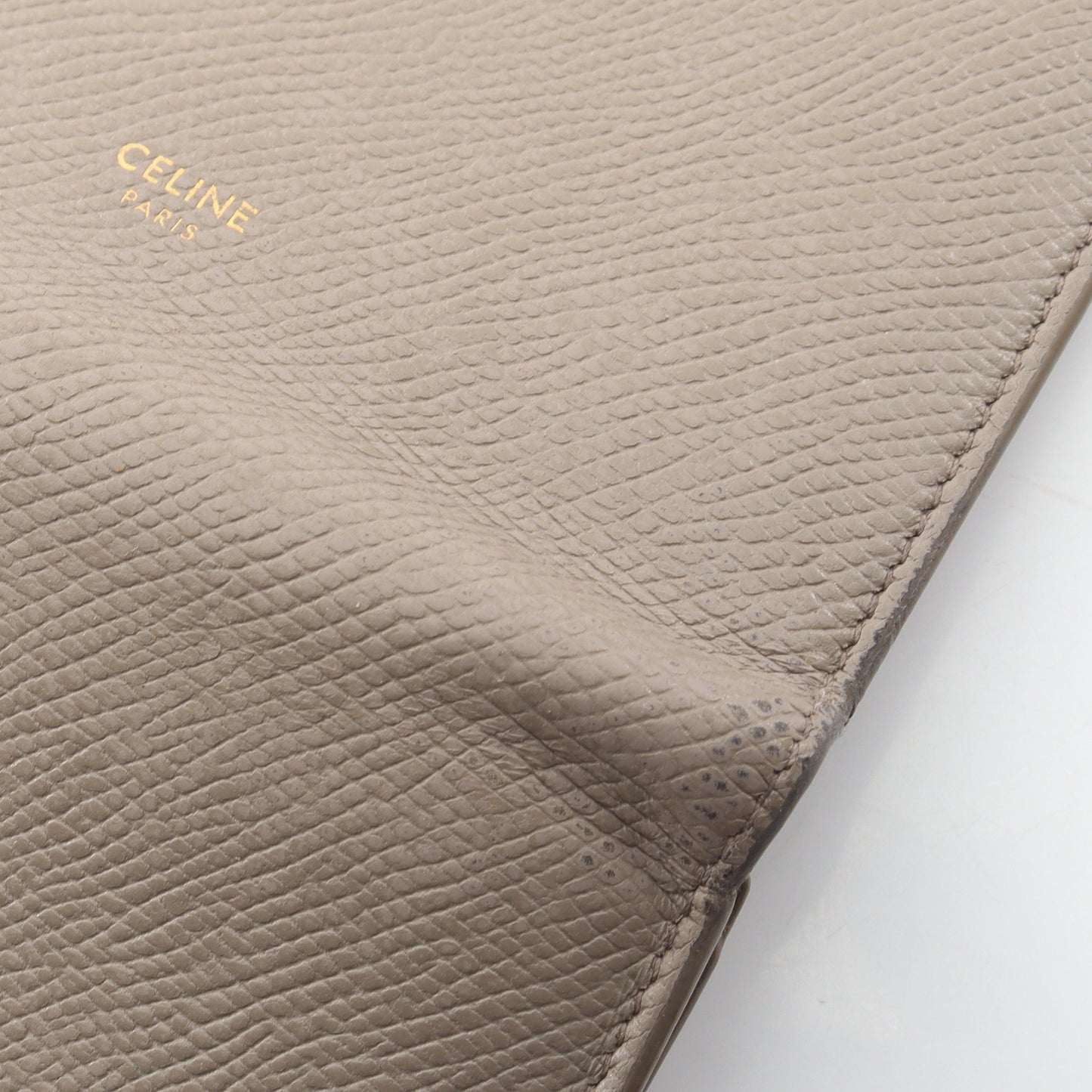 ミディアム ストラップウォレット 二つ折り財布 レザー グレーベージュ セリーヌ 財布・小物 CELINE