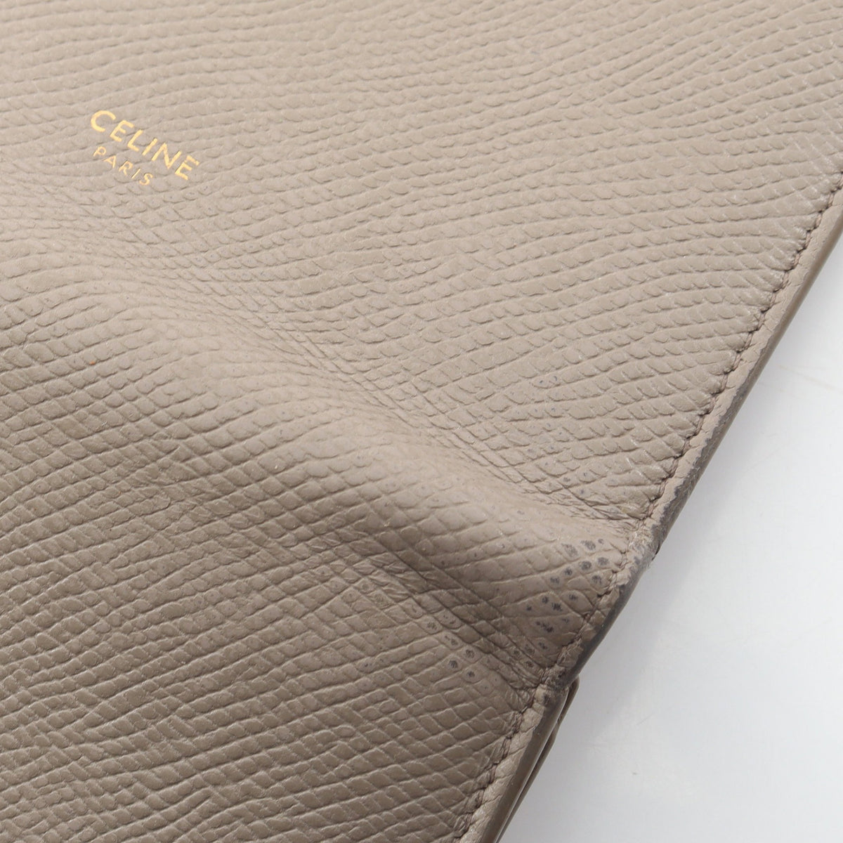 ミディアム ストラップウォレット 二つ折り財布 レザー グレーベージュ セリーヌ 財布・小物 CELINE