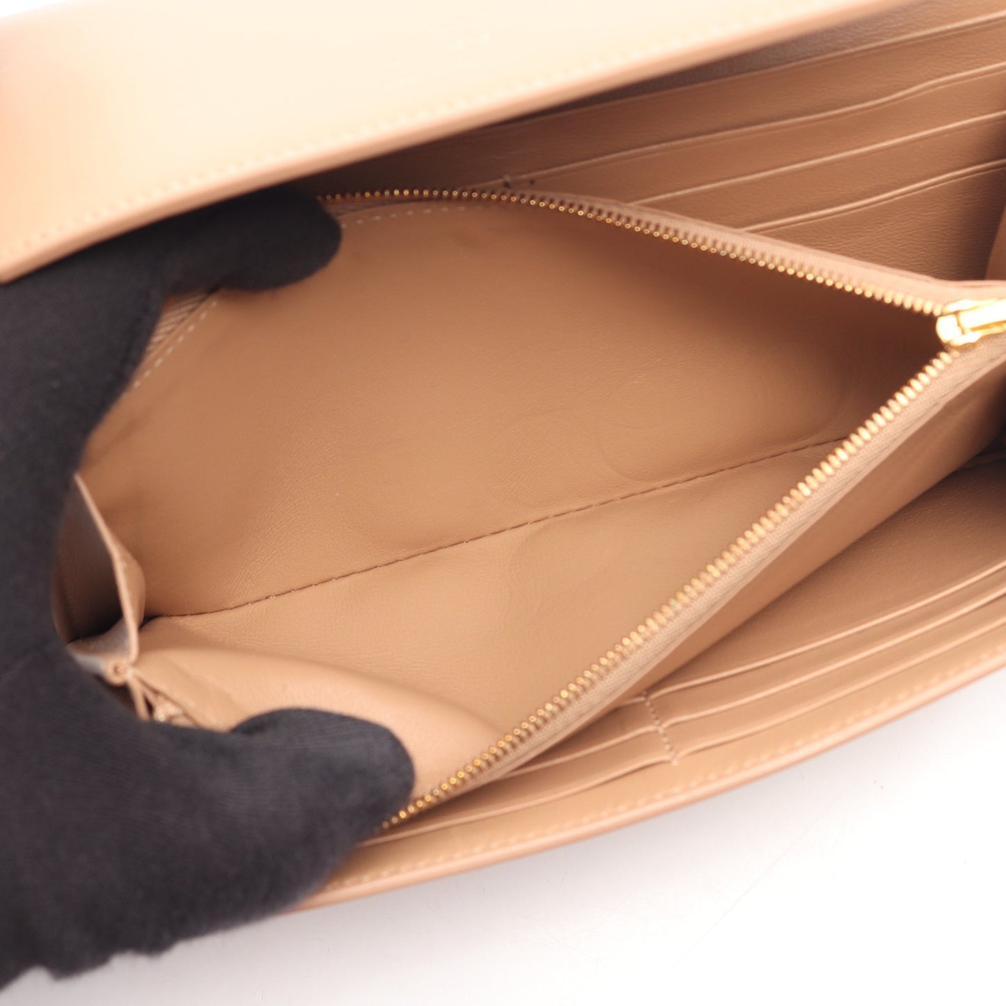 Envelope スリム コンチネンタルウォレット 二つ折り長財布 レザー ベージュ バレンシアガ