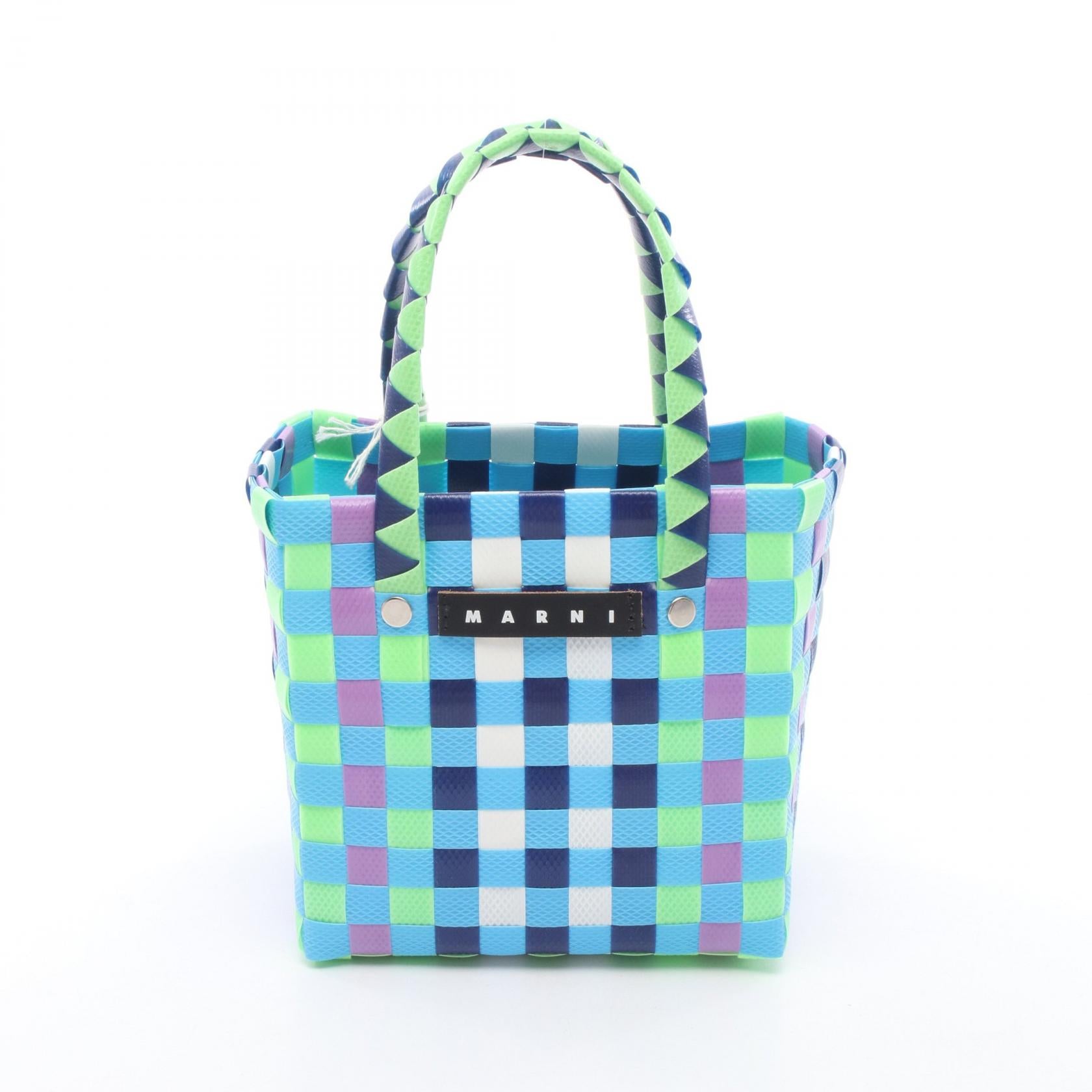 マイクロ バスケットバッグ ハンドバッグ レザー ポリプロピレン ブルー マルチカラー マルニ バッグ MARNI