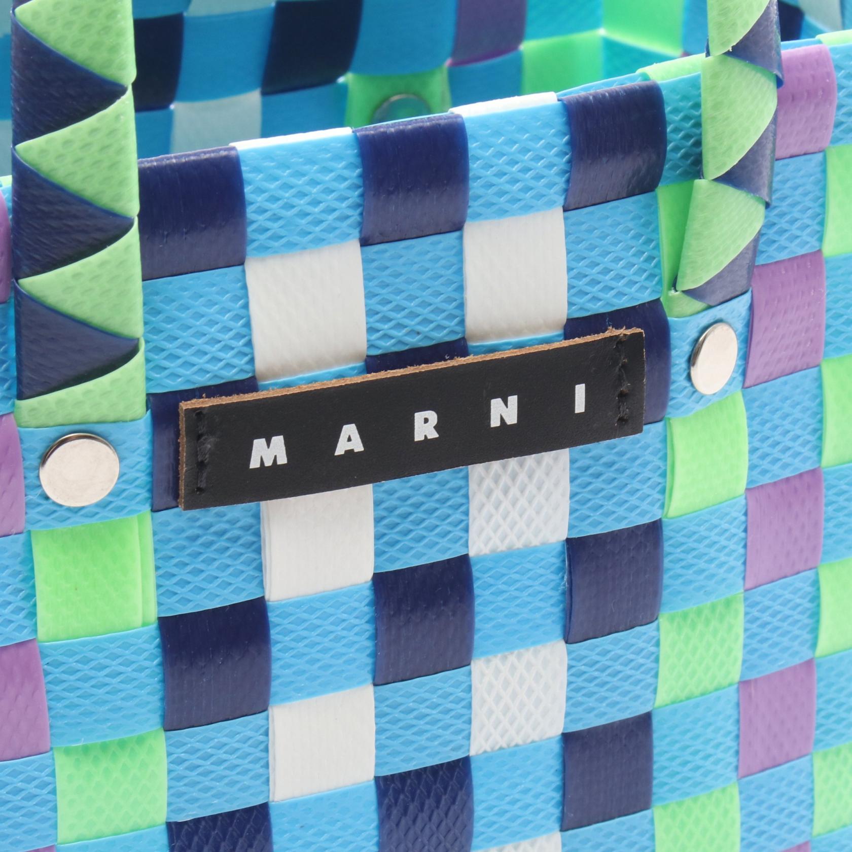 マイクロ バスケットバッグ ハンドバッグ レザー ポリプロピレン ブルー マルチカラー マルニ バッグ MARNI