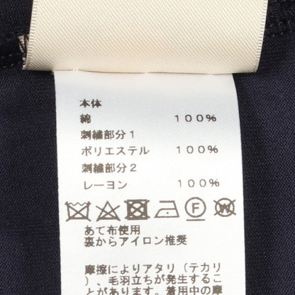 モザイク H刺繍 ポケット付き 半袖Tシャツ コットン ネイビー エルメス