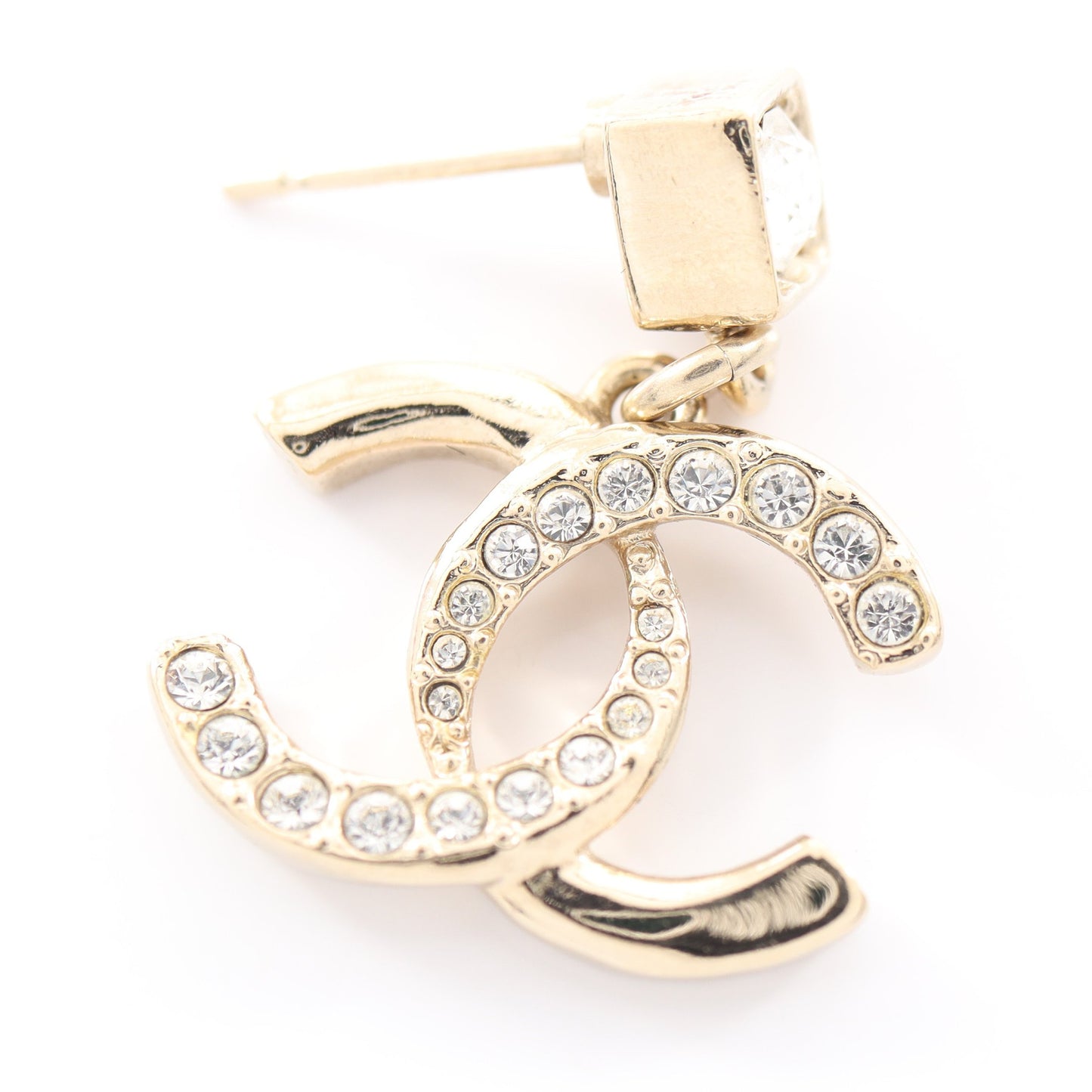ココマーク スウィング ピアス GP ラインストーン ゴールド クリア L24P シャネル