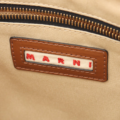 SMALL ZIPPED TOTE ハンドバッグ トートバッグ キャンバス レザー オフホワイト ブラウン マルニ
