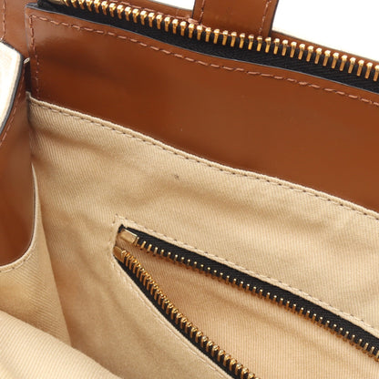 SMALL ZIPPED TOTE ハンドバッグ トートバッグ キャンバス レザー オフホワイト ブラウン マルニ