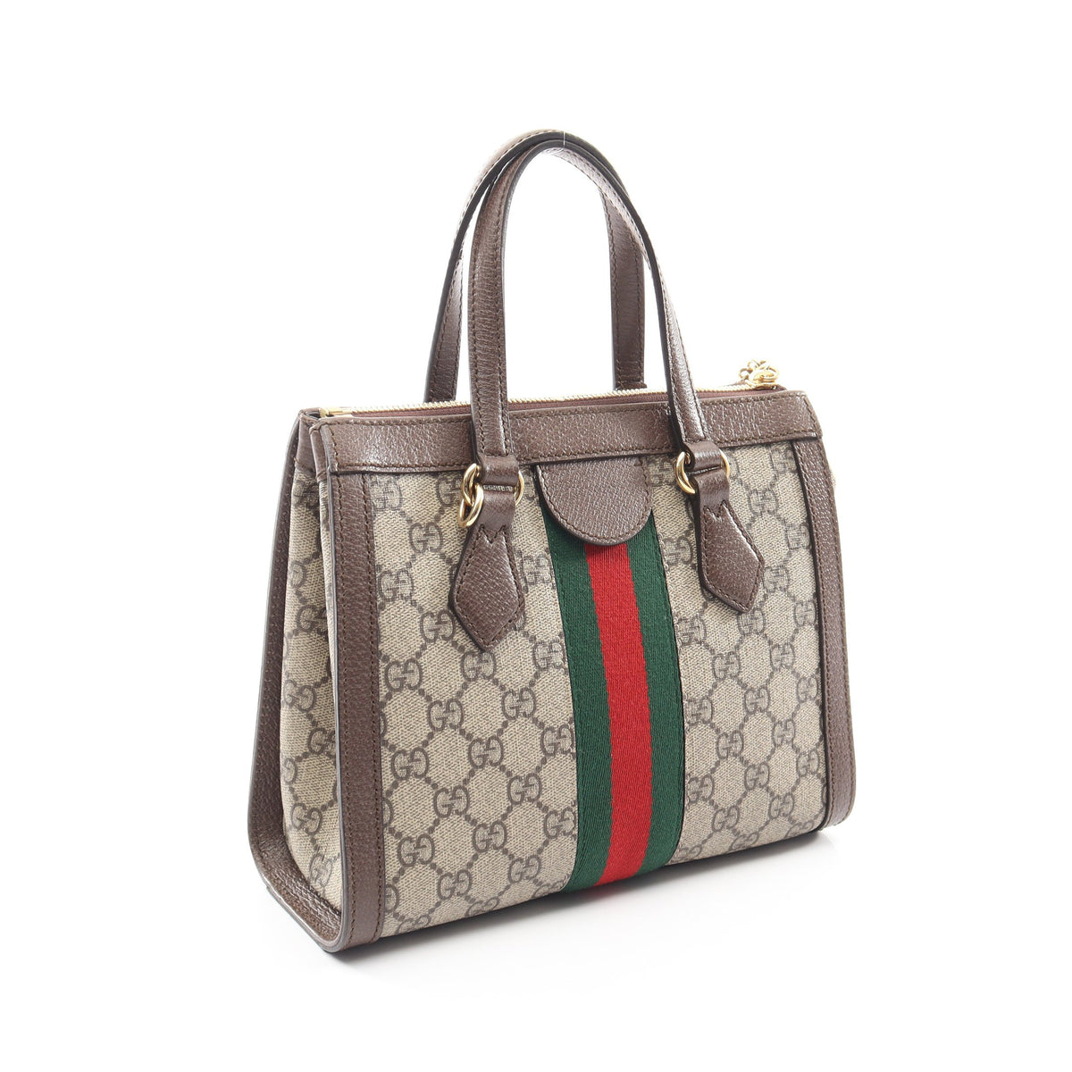 オフィディア GG スモール 2WAY ハンドバッグ トートバッグ PVC レザー ベージュ ブラウン グッチ バッグ GUCCI