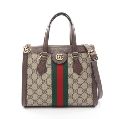 オフィディア GG スモール 2WAY ハンドバッグ トートバッグ PVC レザー ベージュ ブラウン グッチ バッグ GUCCI