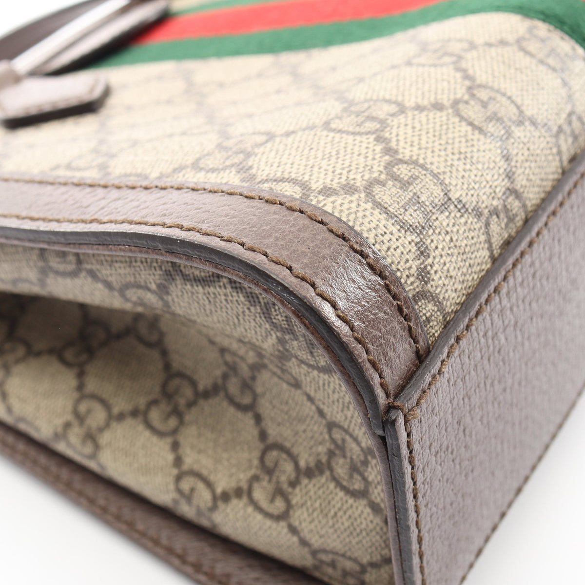 オフィディア GG スモール 2WAY ハンドバッグ トートバッグ PVC レザー ベージュ ブラウン グッチ バッグ GUCCI