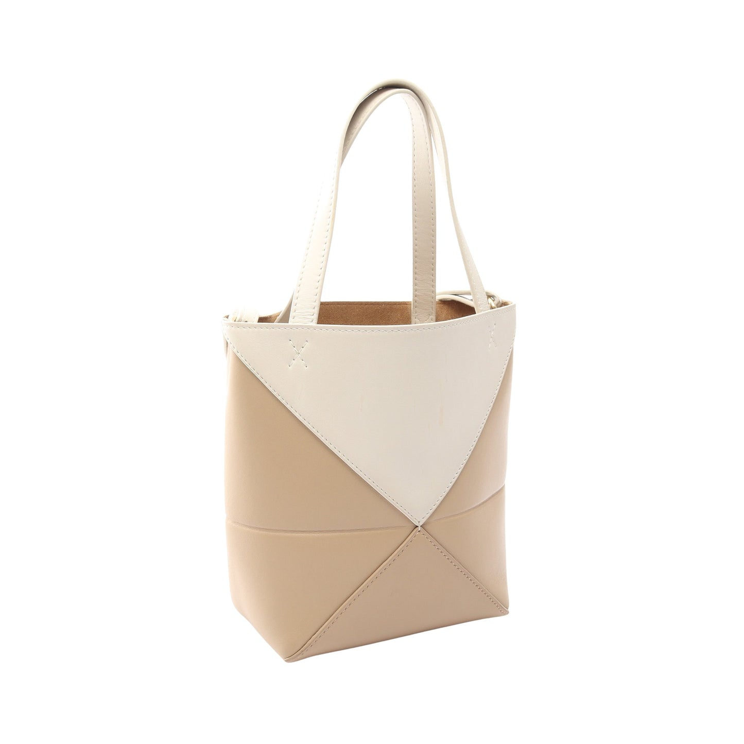 パズルフォルド ミニ 2WAY ハンドバッグ レザー ベージュ アイボリー ロエベ バッグ LOEWE