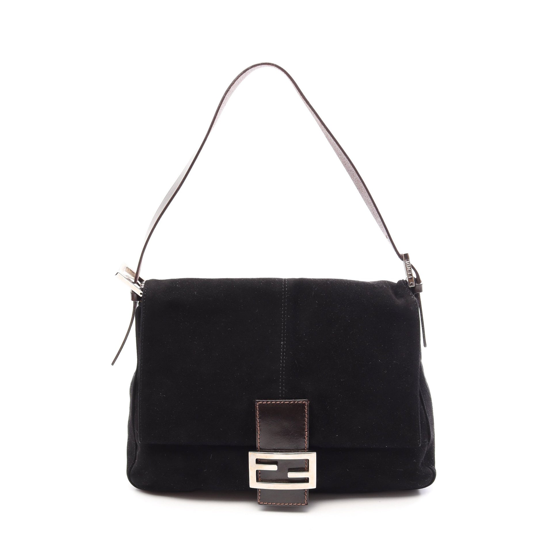 マンマバケット ハンドバッグ スウェード レザー ブラック フェンディ バッグ FENDI
