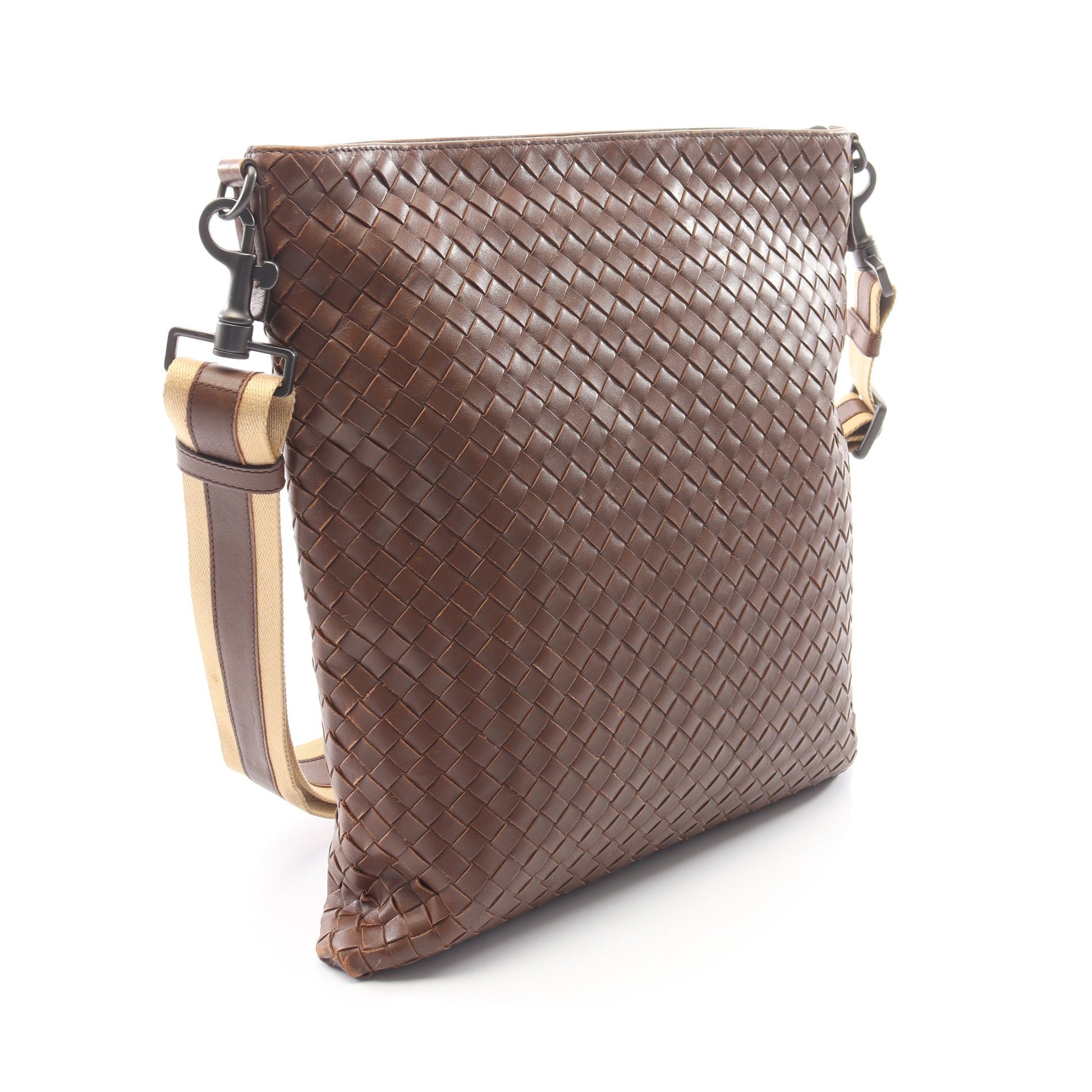 イントレチャート ショルダーバッグ レザー ブラウン ボッテガヴェネタ バッグ BOTTEGA VENETA