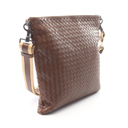 イントレチャート ショルダーバッグ レザー ブラウン ボッテガヴェネタ バッグ BOTTEGA VENETA
