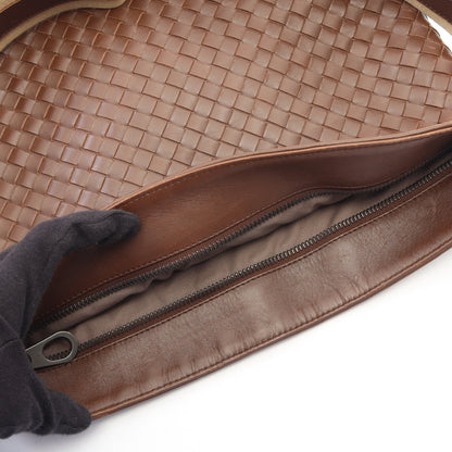 イントレチャート ショルダーバッグ レザー ブラウン ボッテガヴェネタ バッグ BOTTEGA VENETA