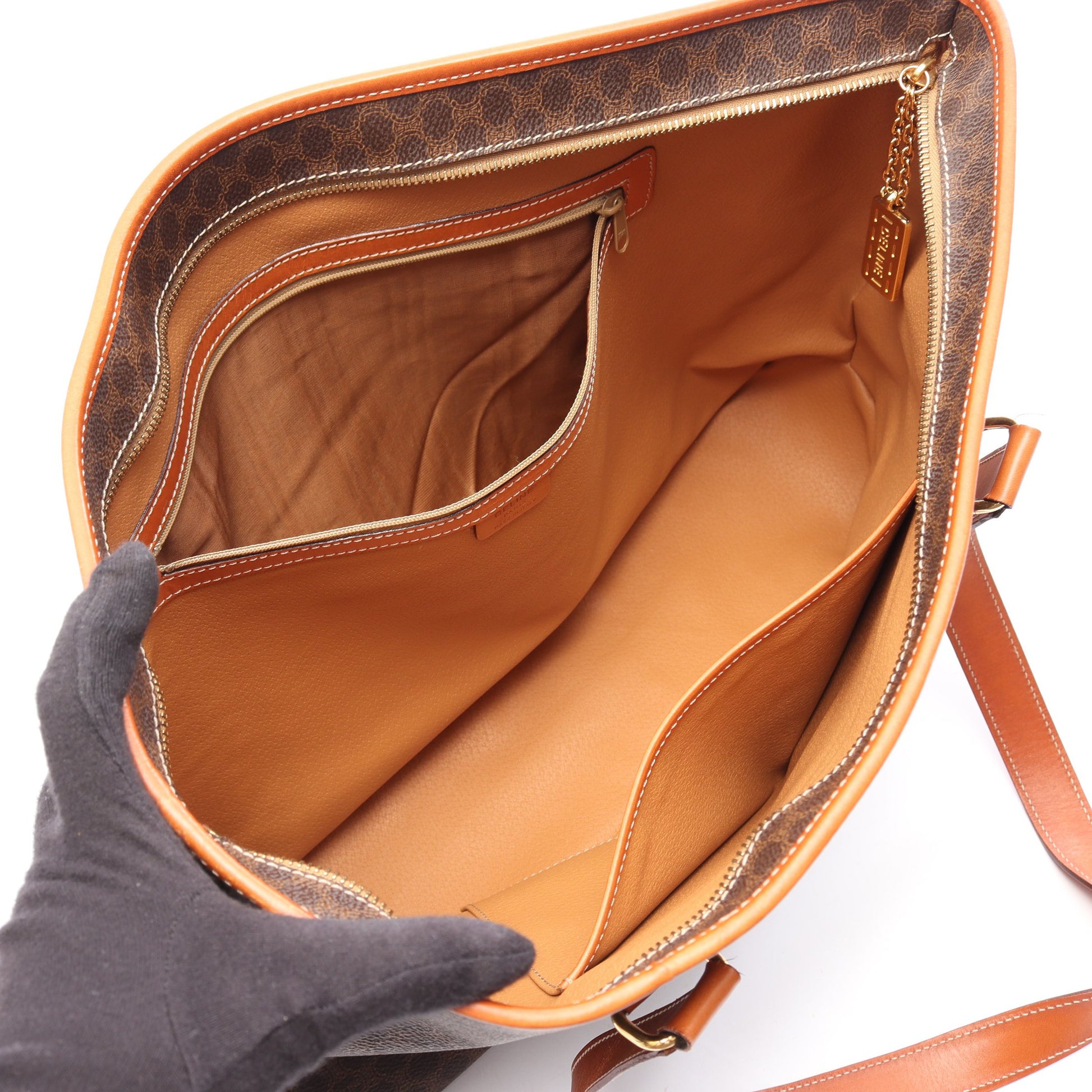 マカダム ショルダーバッグ トートバッグ PVC レザー ダークブラウン ブラウン セリーヌ バッグ CELINE