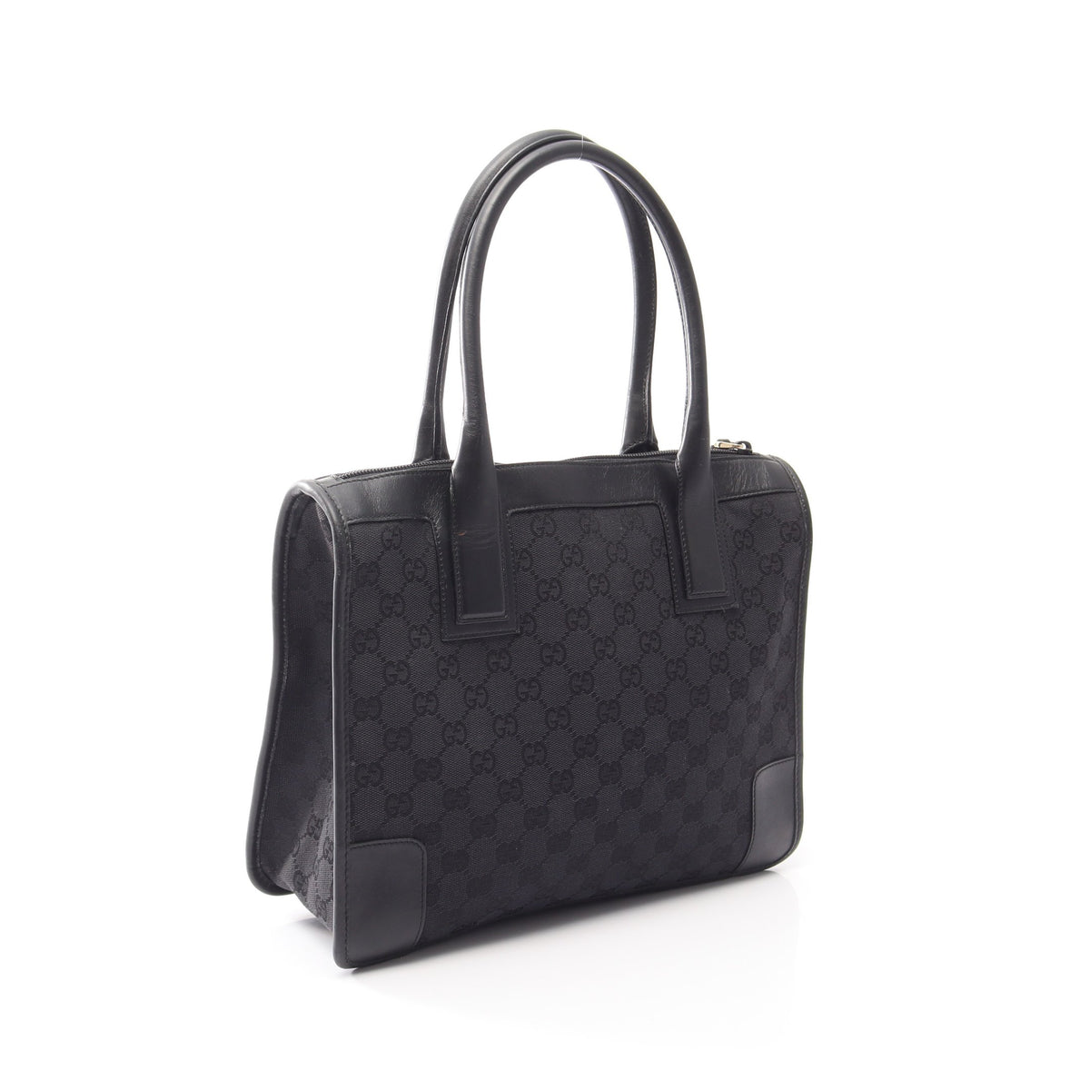 GGキャンバス ハンドバッグ トートバッグ キャンバス レザー ブラック グッチ バッグ GUCCI