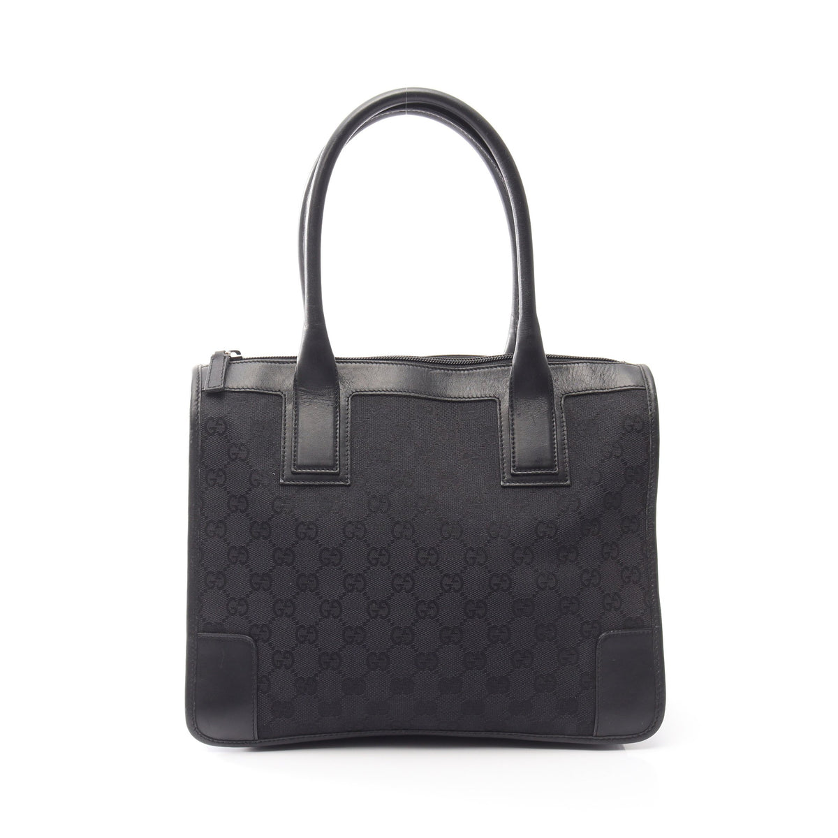 GGキャンバス ハンドバッグ トートバッグ キャンバス レザー ブラック グッチ バッグ GUCCI