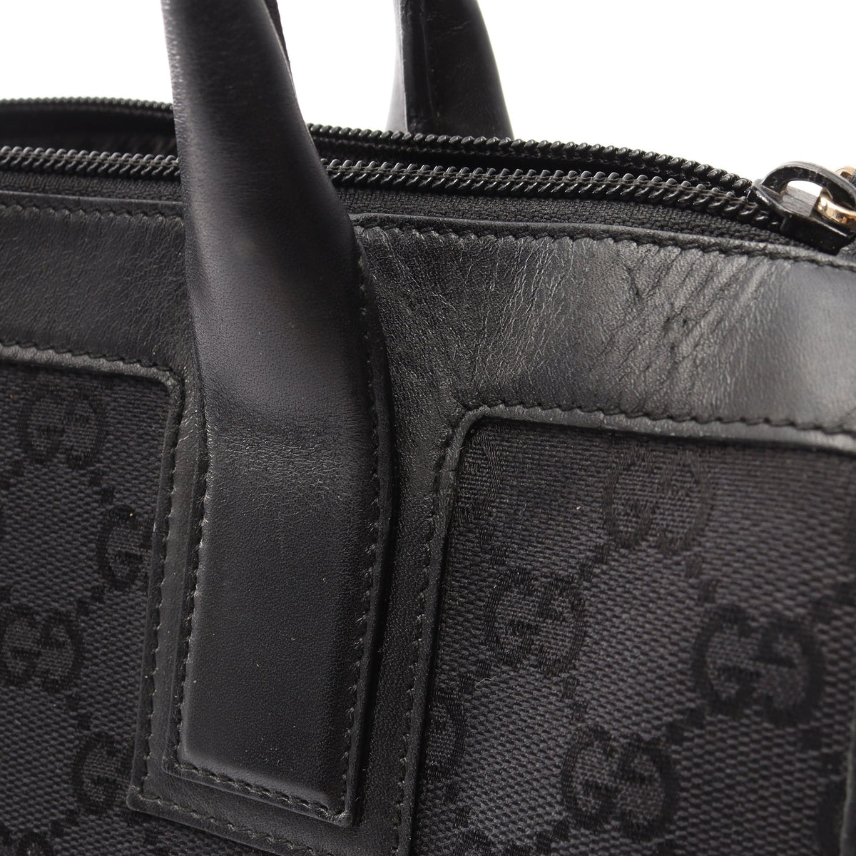 GGキャンバス ハンドバッグ トートバッグ キャンバス レザー ブラック グッチ バッグ GUCCI