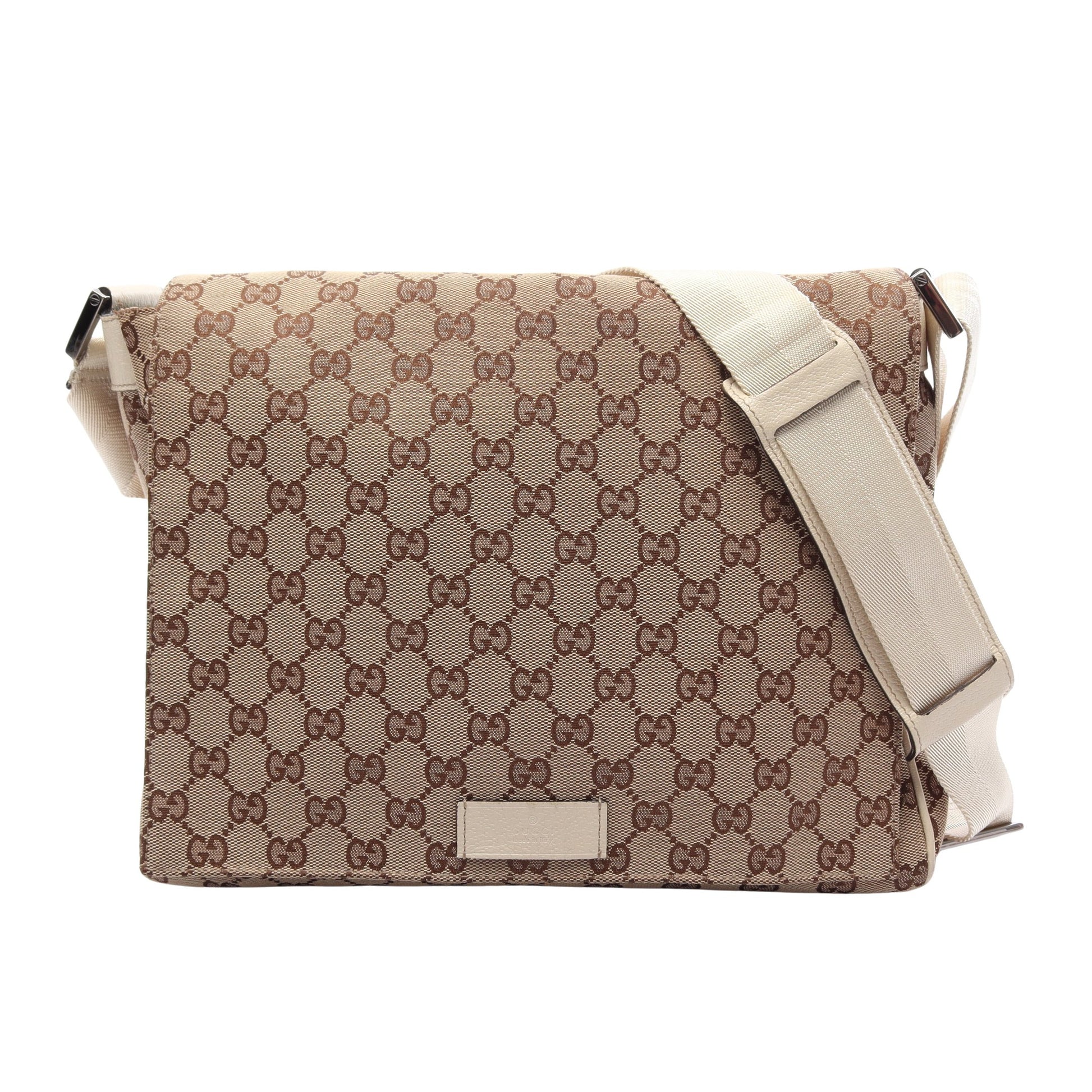 GGキャンバス ショルダーバッグ キャンバス レザー ベージュ オフホワイト グッチ バッグ GUCCI