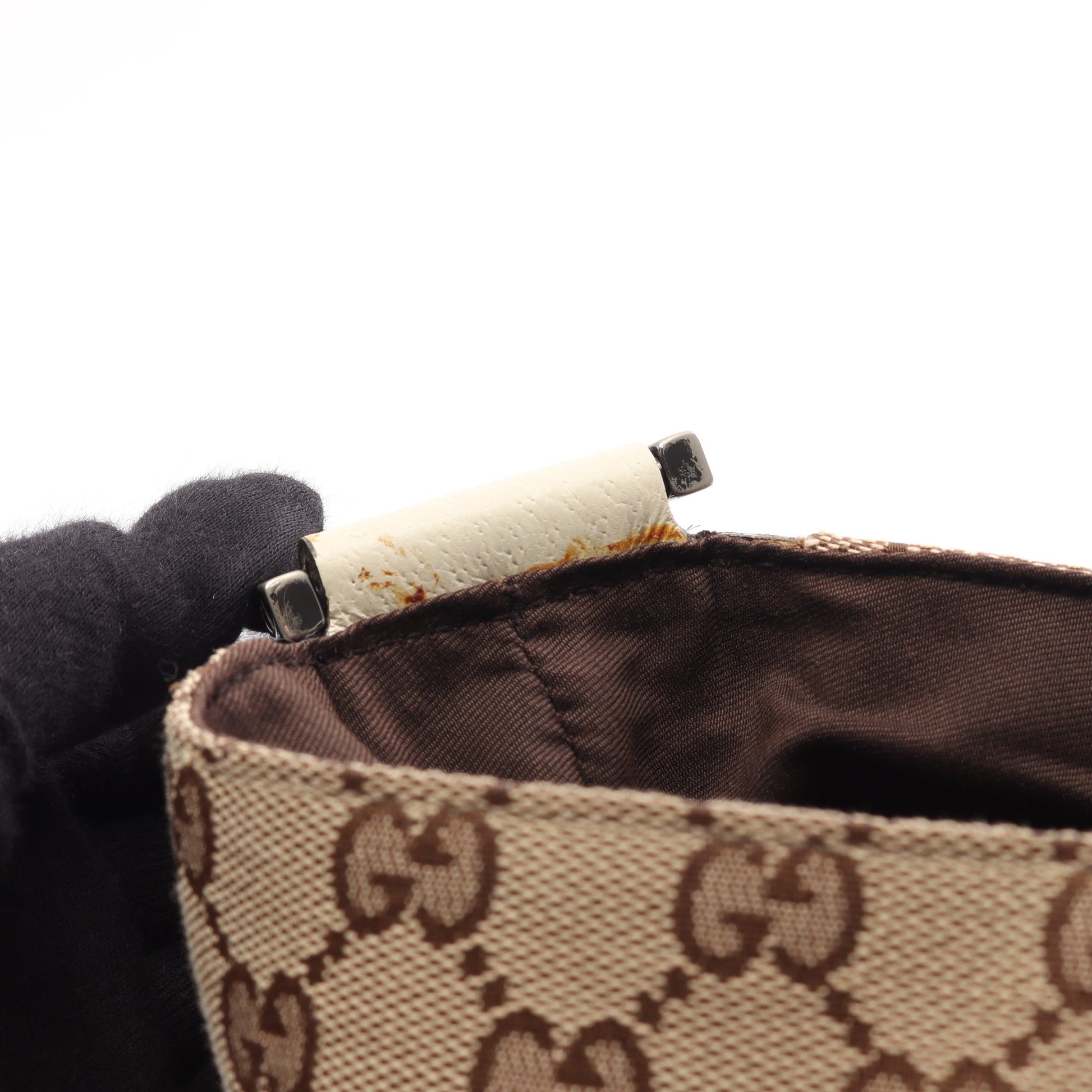 GGキャンバス ショルダーバッグ キャンバス レザー ベージュ オフホワイト グッチ バッグ GUCCI