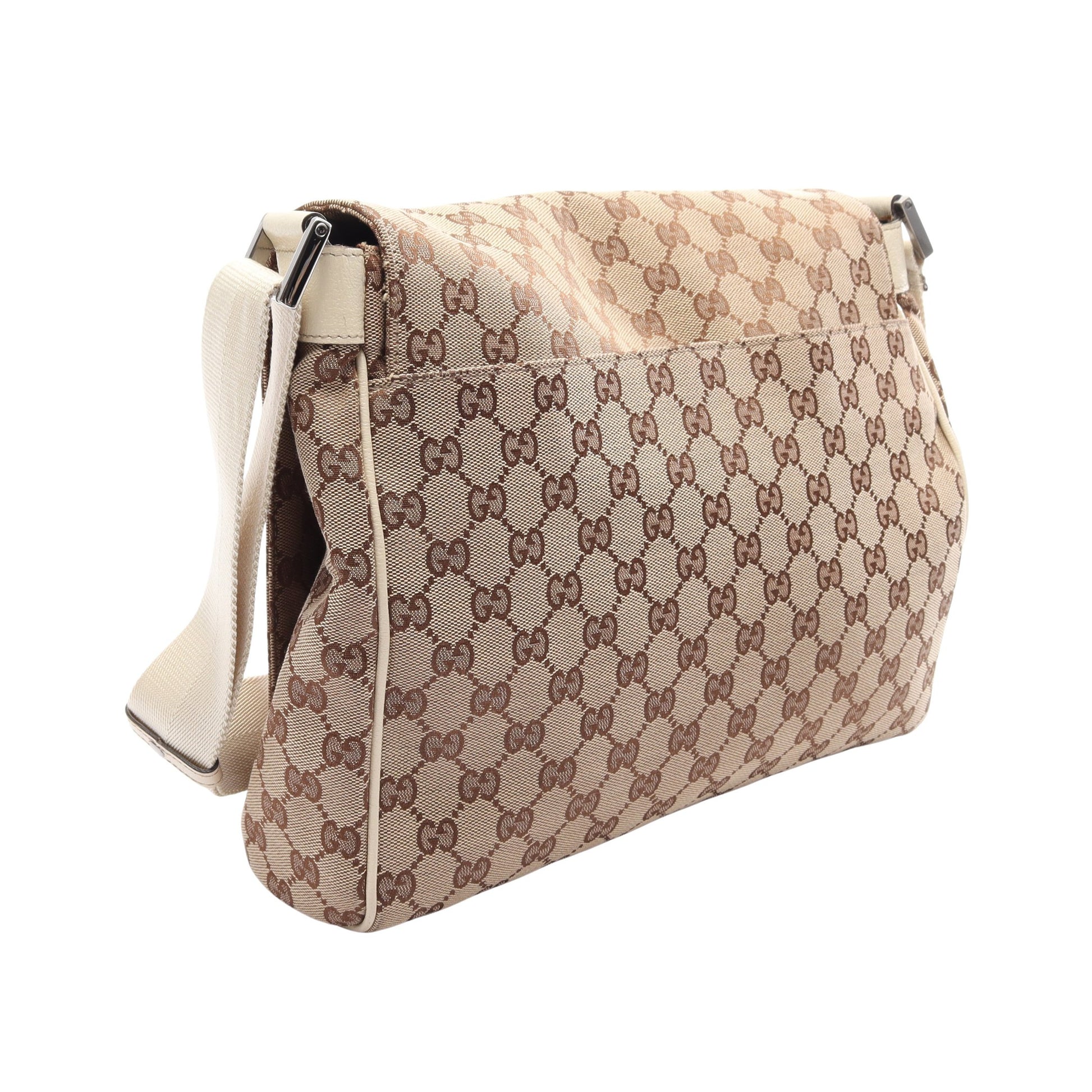 GGキャンバス ショルダーバッグ キャンバス レザー ベージュ オフホワイト グッチ バッグ GUCCI